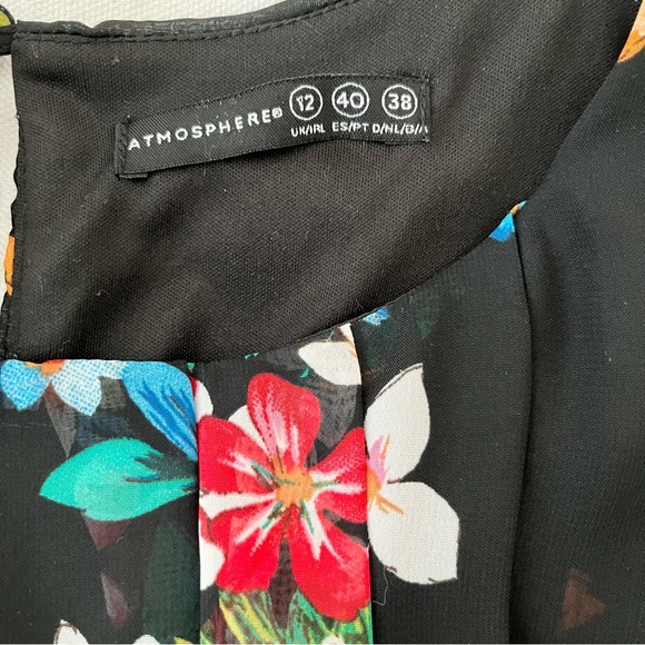 Atmosphere Floral A-line Dress-Black-Women US Size Small - Picture 8 of 13